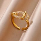 Gold Plated Stainless Steel Crystal Rings -