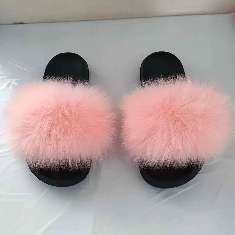 Real Fox Fur Slippers -