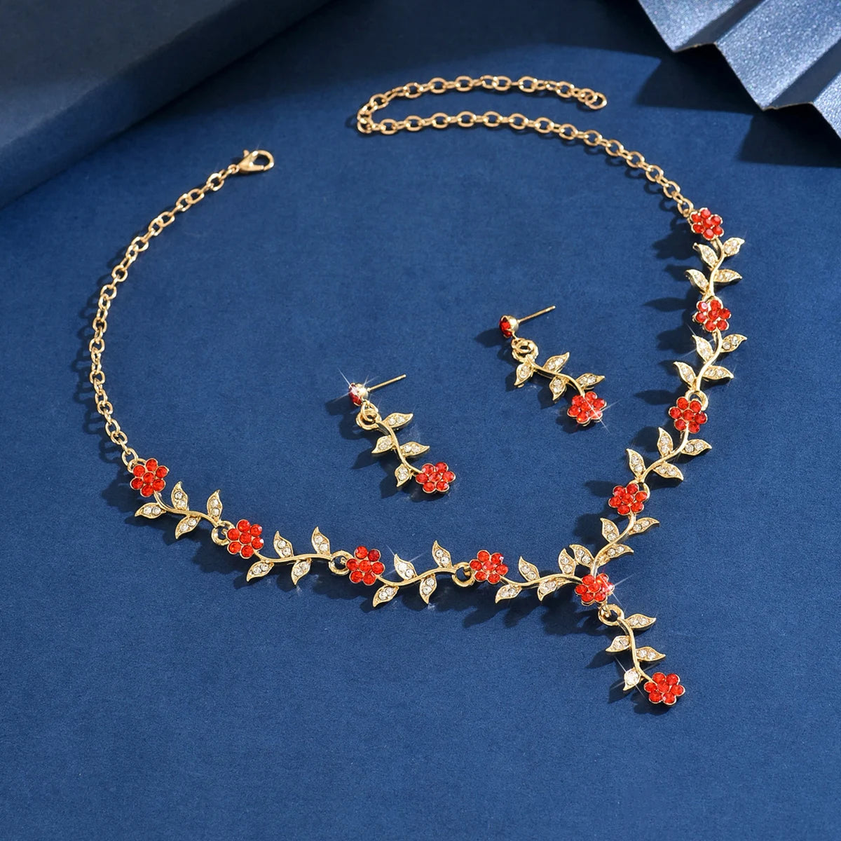 3PC Flower Necklace Earrings Jewelry Set -