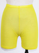 Stay stylish and comfortable with these yellow mesh transparent casual shorts for women—perfect for a fashionable and chic look! -