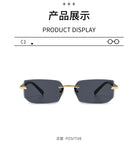 Rimless Sunglasses Rectangle Fashion Popular Women Men Shades Small Square Sun Glasses For Female Male Summer Traveling Oculos -