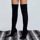 Eilyken Sexy Fashion Pointed Toe Over-The-Knee Boots Women Red Zipper High Heels Shoes Winter Striptease Motorcycle Long Botas -