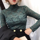 Achieve an elegant and feminine look with this long sleeve lace crochet top. The see-through design adds a touch of allure and sophistication to your outfit. -