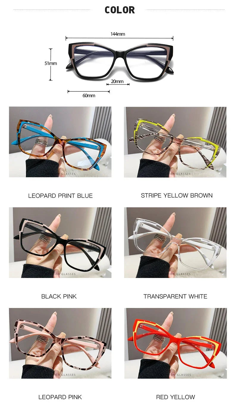 Protect your eyes with style using these cat-eye frames for women, featuring anti-blue light blocking lenses for comfortable and fashionable eyewear! -