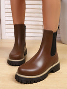 Shoes for Women Autumn and Winter New Round Toe Low Heel Women Boots Chelsea Motorcycle Boots Solid Color Casual Women Shoes 43 -