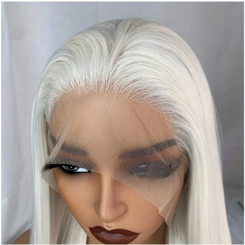 White Lace Front Wig for WomenGlueless Natural Hairline -