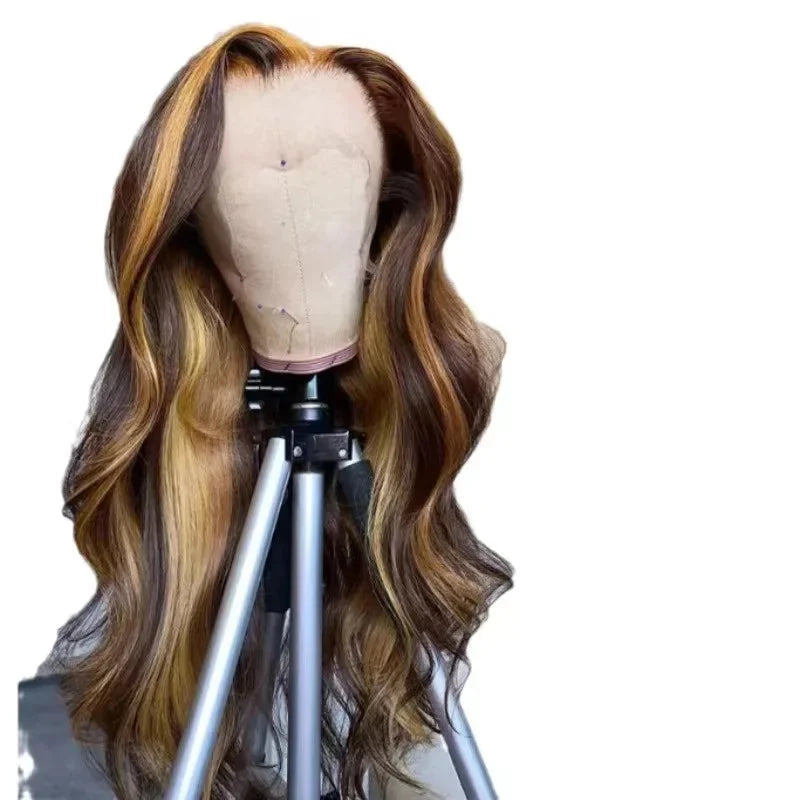 Elevate your style with this 30-inch highlight human hair body wave wig—featuring a 13x6 HD lace frontal for a natural look, perfect for cosplay and everyday elegance! -