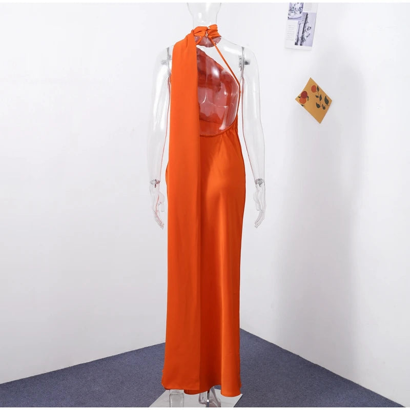 Elegant Ribbon Halter Dress -