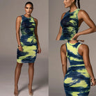 Sleeveless O-neck Skinny Mini Dress -