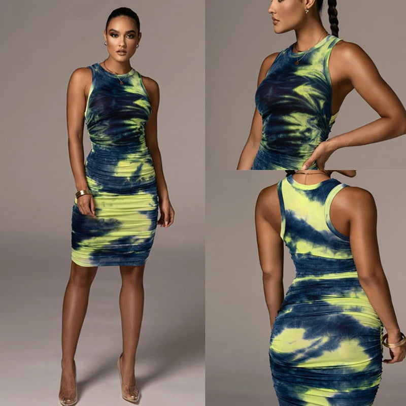 Sleeveless O-neck Skinny Mini Dress -