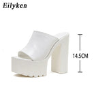 Eilyken Designer Open Toe Women Slippers Fashion Platform Concise Gladiator Party Shoes Female Square High Heels Sandals -