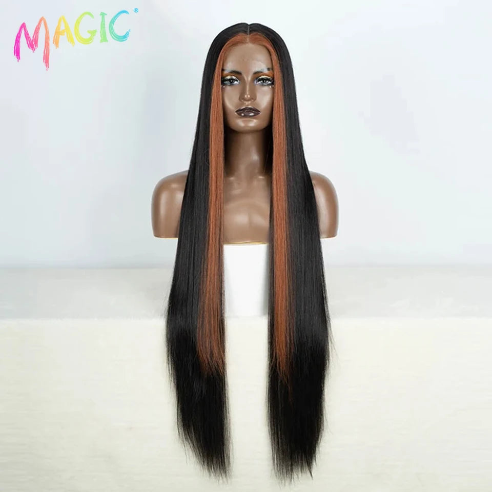 Achieve a magical transformation with this 38-inch ombre blonde lace front wig. Ideal for cosplay, events, or everyday wear, this wig offers a cute and stylish look that is sure to turn heads. -