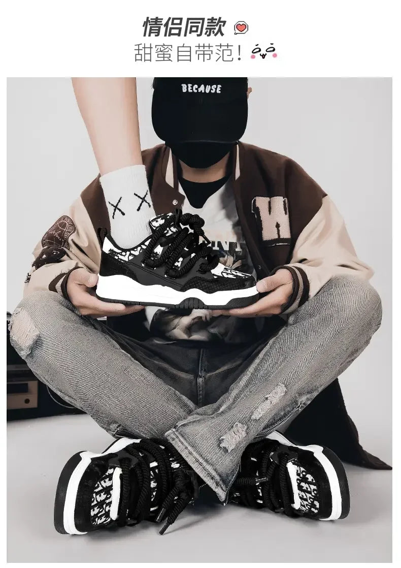 Big Size 36-47outdoor Trendy Couple Style Walking Shoe Student White Board Men's Sneakers Running Hiking Tennis Boy Shoes Casual -