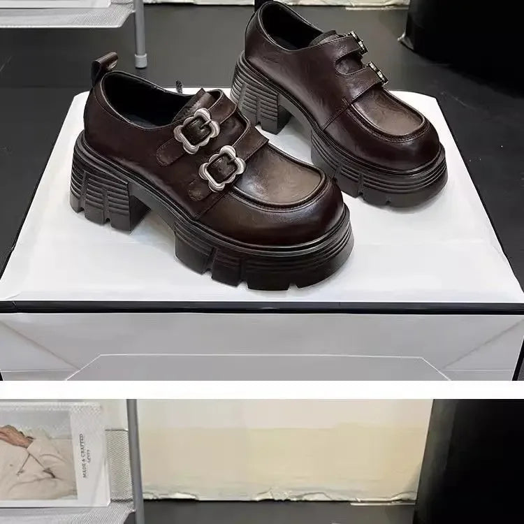 Shoes for Women New Quality Women's Pumps Hot Sale Loafers Fashion Buckle Platform Leather Shoes Trend Versatile Zapatos -