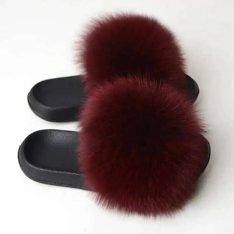 Real Fox Fur Slippers -