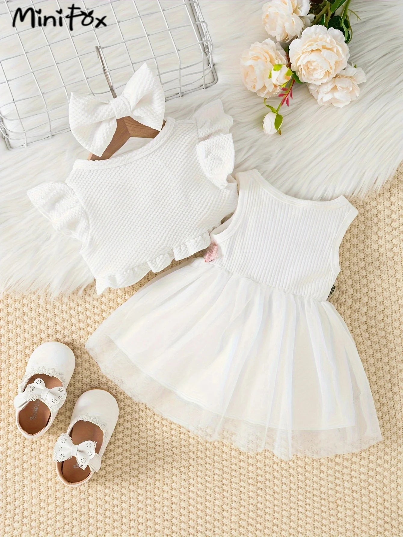 Dress your little princess in style with this pink waffle cardigan and embroidered dress set—perfect for ages 1-2 years and adding a cozy, elegant touch! -
