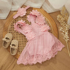 Dress your little one to impress with this adorable party romper for baby girls—perfect for special occasions and celebrations! -