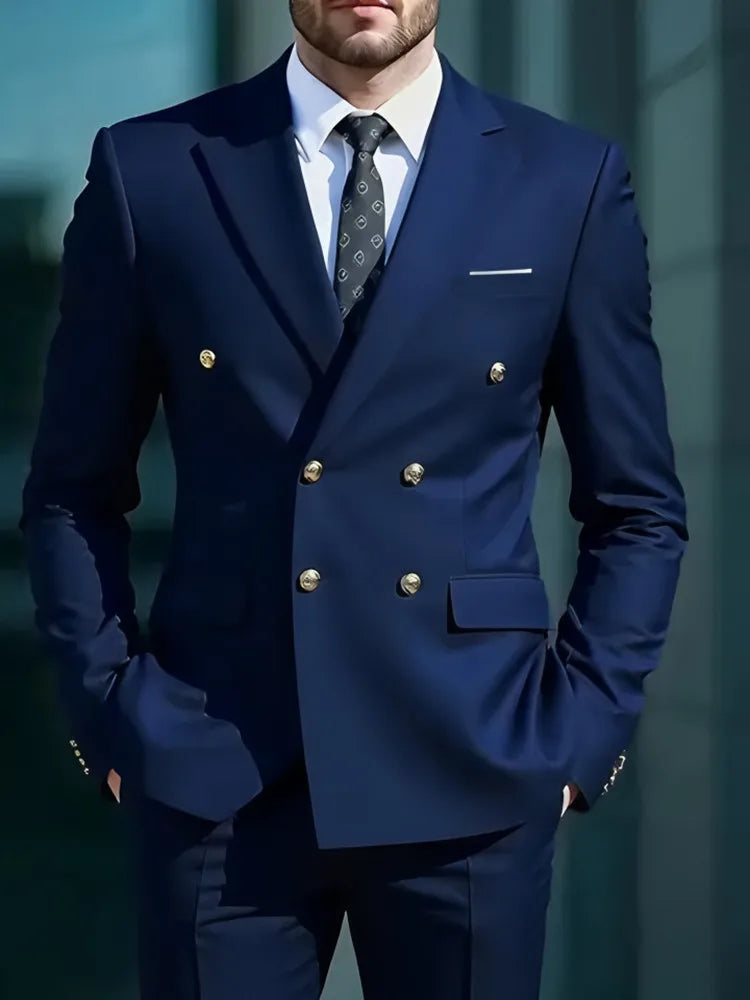Fashion New Men's Double Breasted Slim Fit Suit -