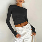 Upgrade your casual look with this fashionable women's long sleeve crew neck t-shirt—a versatile and stylish addition to your wardrobe! -