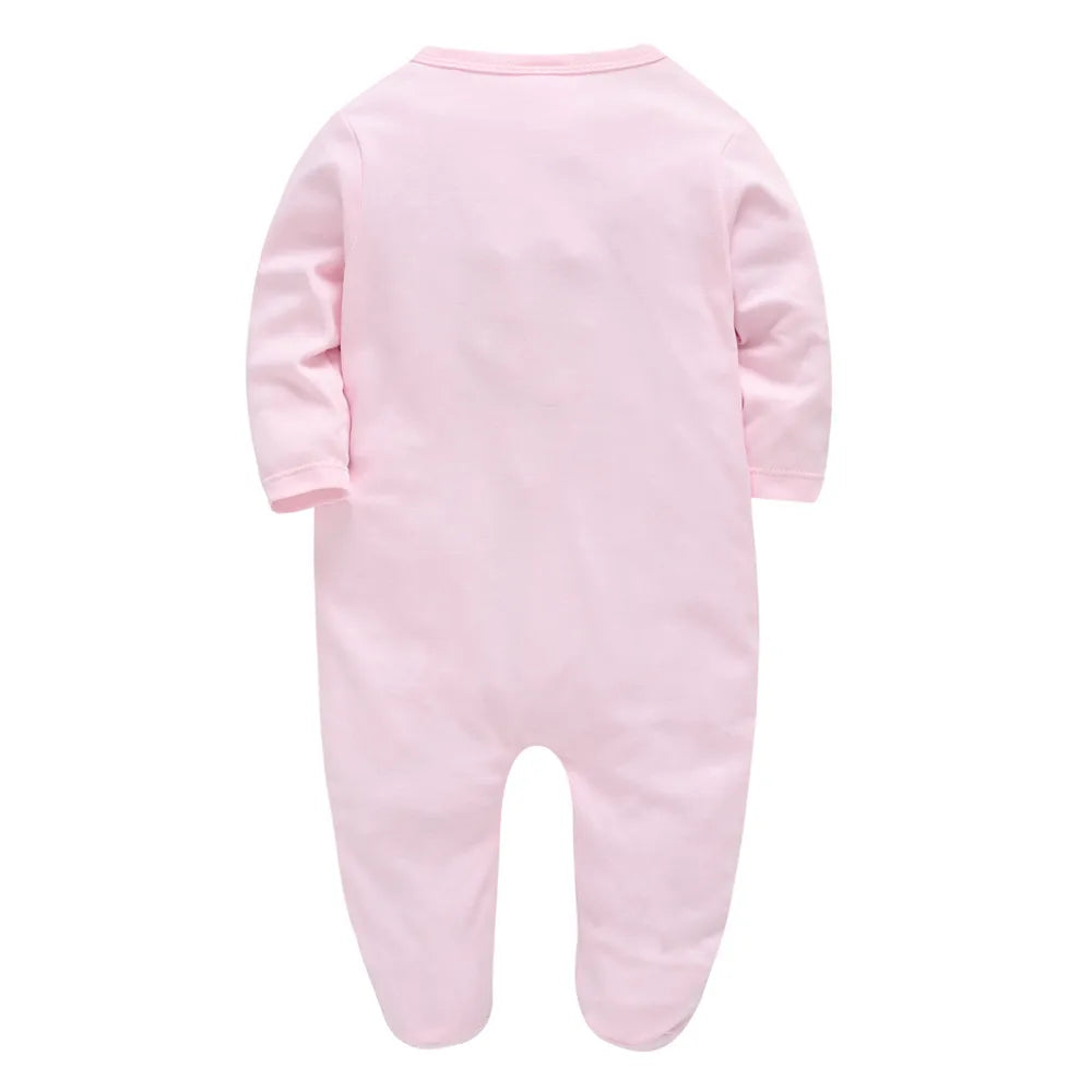 Keep your baby girl cozy this autumn with long a sleeve romper—featuring a cute rabbit design and soft cotton fabric, perfect for ages 0-12 months! -
