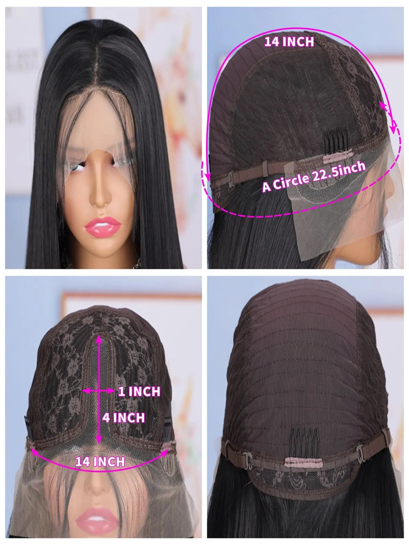 Enhance your style with this 24-inch straight lace front wig. Featuring a sleek black color, this wig is suitable for daily wear, providing a stylish and effortless look. -