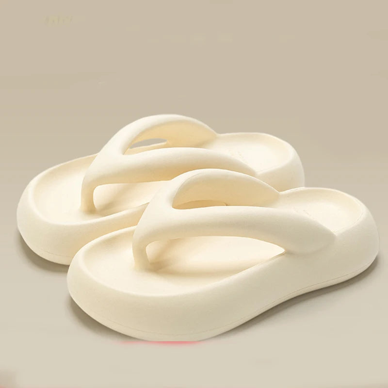 Thick soled flip flops with increased height 2024 new beach women's summer walking slippers -