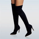 Eilyken Sexy Fashion Pointed Toe Over-The-Knee Boots Women Red Zipper High Heels Shoes Winter Striptease Motorcycle Long Botas -