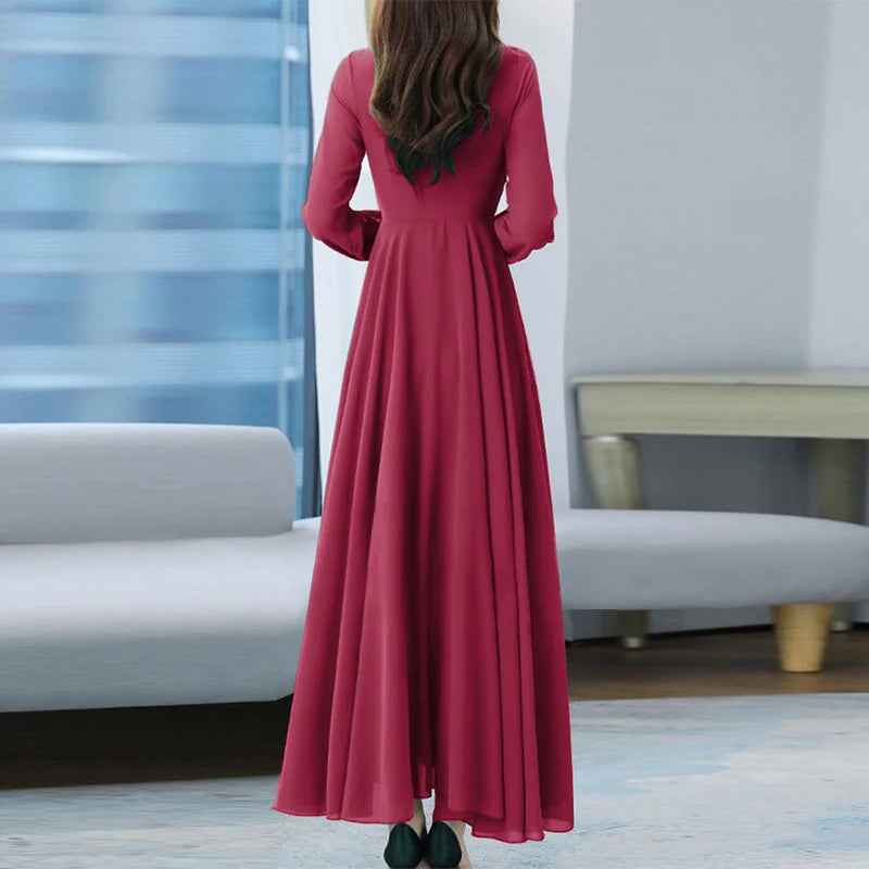 Women Long Sleeve A-line Dress -