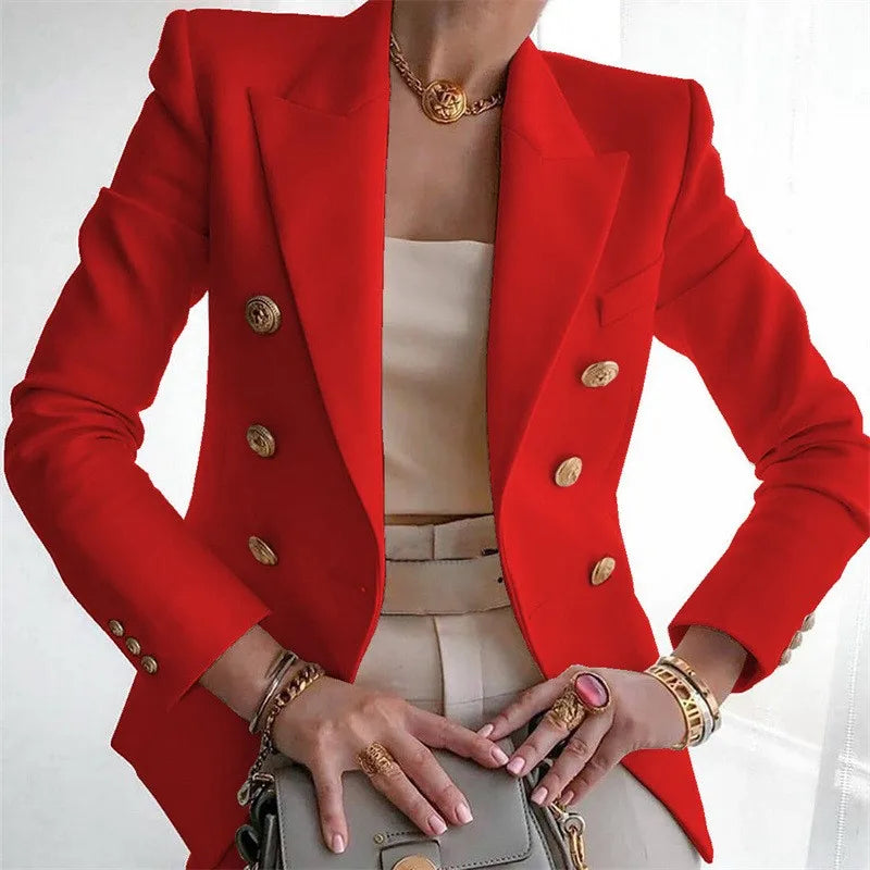 Stay chic and professional with this casual long sleeve blazer for women—fashionable coat perfect for office wear and stylish outerwear! -