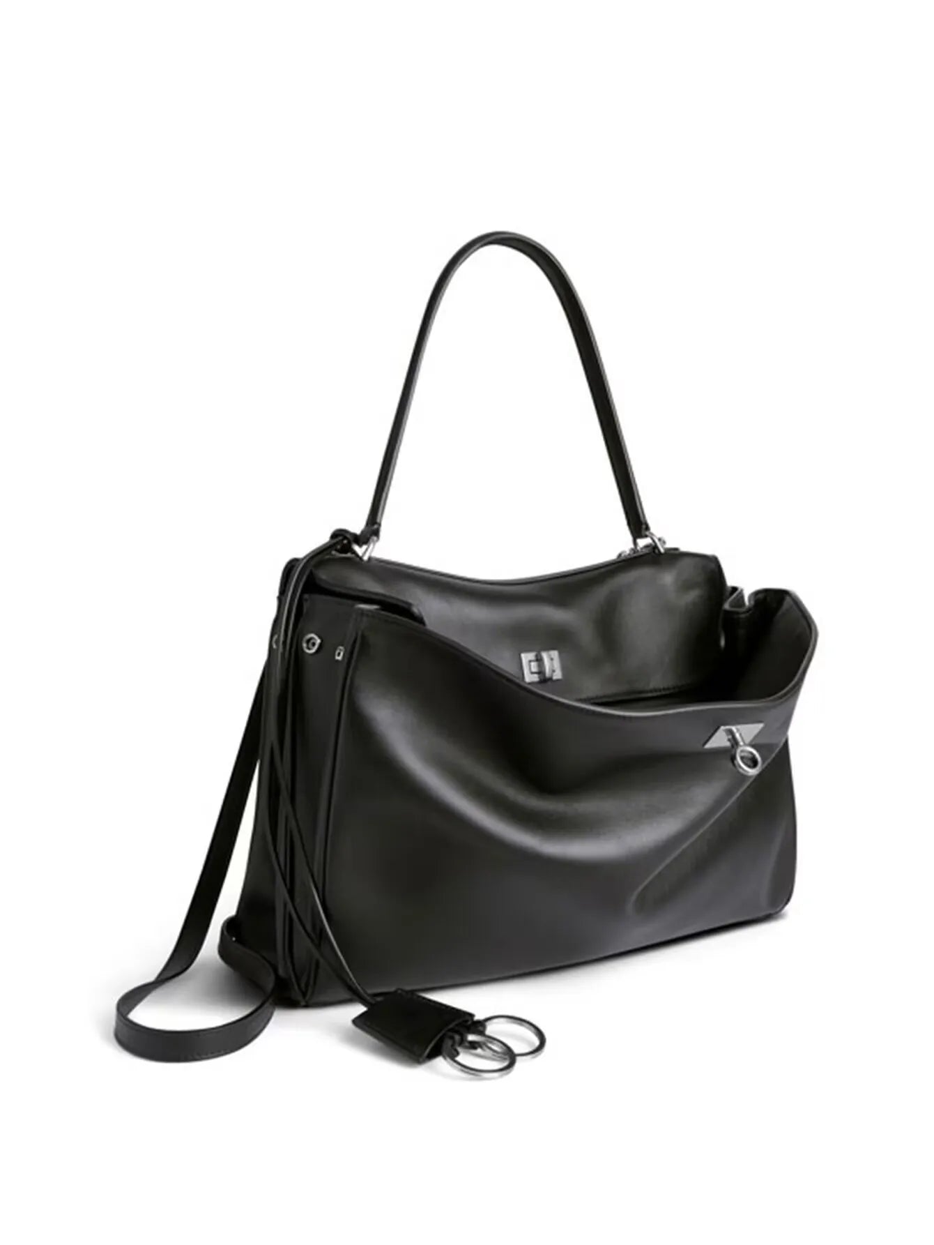 Elevate your style with this genuine leather women's tote bag. Featuring a distinctive gold buckle, this elegant handbag is perfect for commuting and adding a touch of sophistication to your look. -