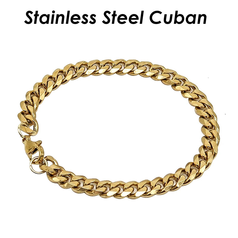 10 Pcs Cuban Bracelet Stainless Steel -