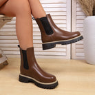 Shoes for Women Autumn and Winter New Round Toe Low Heel Women Boots Chelsea Motorcycle Boots Solid Color Casual Women Shoes 43 -