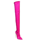 Arden Furtado 2025 Autumn Stretch boots Metal stiletto heels Over the knee boots Pointed Toe Super high heel thigh high boots 41 -