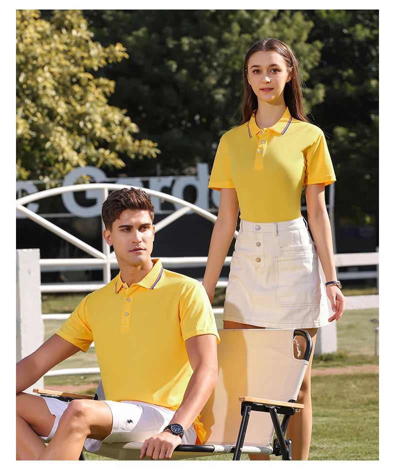 New Summer Men's and Women's Casual Collar T-shirt Breathable Short Sleeved Polo Shirt -
