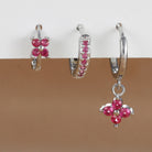 3PCS Trendy Stainless Steel Flower Drop Earring Set -