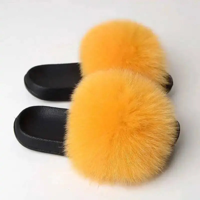 Real Fox Fur Slippers -
