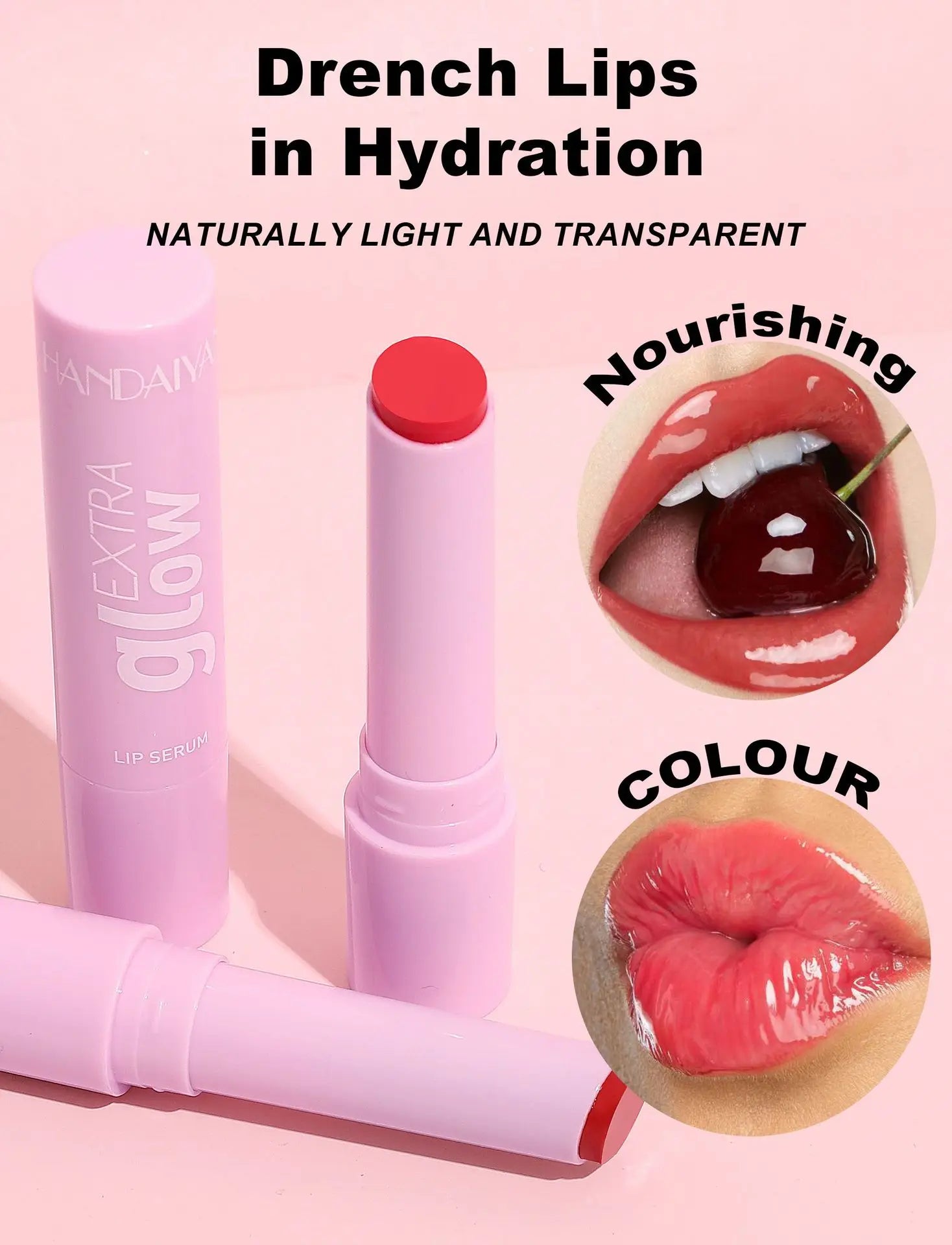 Handaiyan Long Lasting Lipstick Waterproof Moisturizing MIrror Watery Jelly Lip Stick Lip Plumper Lip Balm Makeup -
