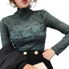 Achieve an elegant and feminine look with this long sleeve lace crochet top. The see-through design adds a touch of allure and sophistication to your outfit. -