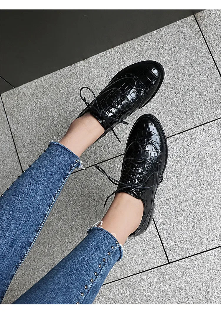 2025 Women Shoes Spring New Fashion Round Toe Lace Up Retro Single Shoe for Office Party Walk Thick Low Heeled big Size 48 775-1 -