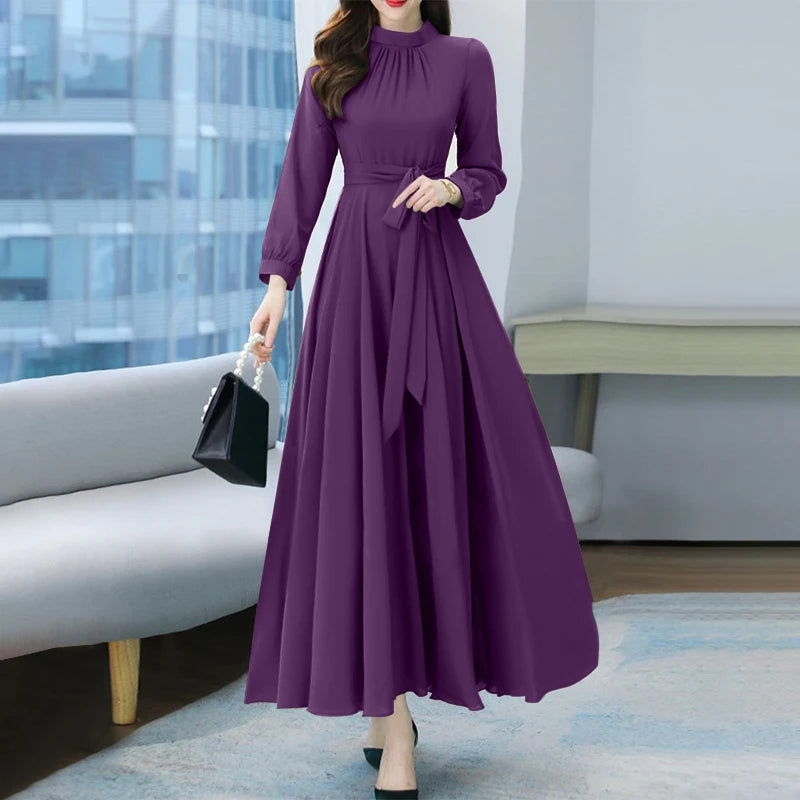 Women Long Sleeve A-line Dress -