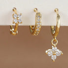 3PCS Stainless Steel Zircon Flower Earring Set for Women -