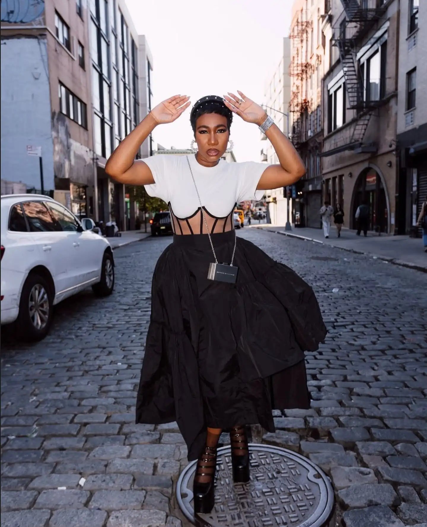 Make a bold statement with this black taffeta asymmetrical women's skirt—a chic and unique addition to your wardrobe! -