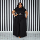 Plus Size Women Casual Dress Loose Solid Color High Waisted Short-sleeved Round Collar Ladies Dresses 4XL 5XL -