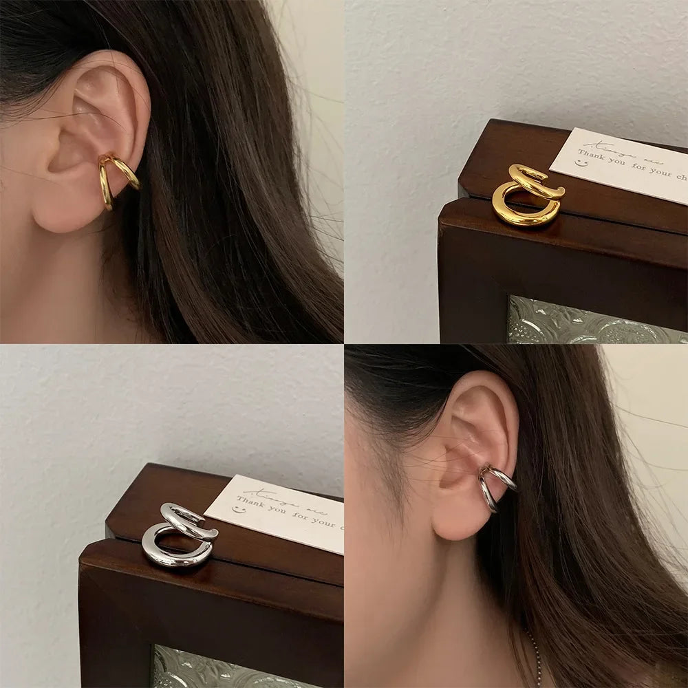 Sterling Silver Double Layered Earrings -