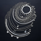 19Pcs Silver Color Anklet Sets -