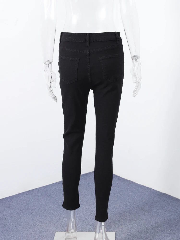 High Waist Ripped Women's Skinny Jeans -