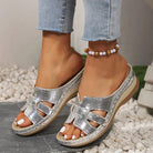 2025 Women's Orthopedic Sandals Open Toe Retro Wedge Casual Flat Slippers Anti-slip Thick Sole -