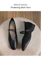 Woman Spring Casual Square Toe Low Soft Soled Shoes Lolita Ballerina Red Flats Female Elegant French Retro Buckle Mary Janes -