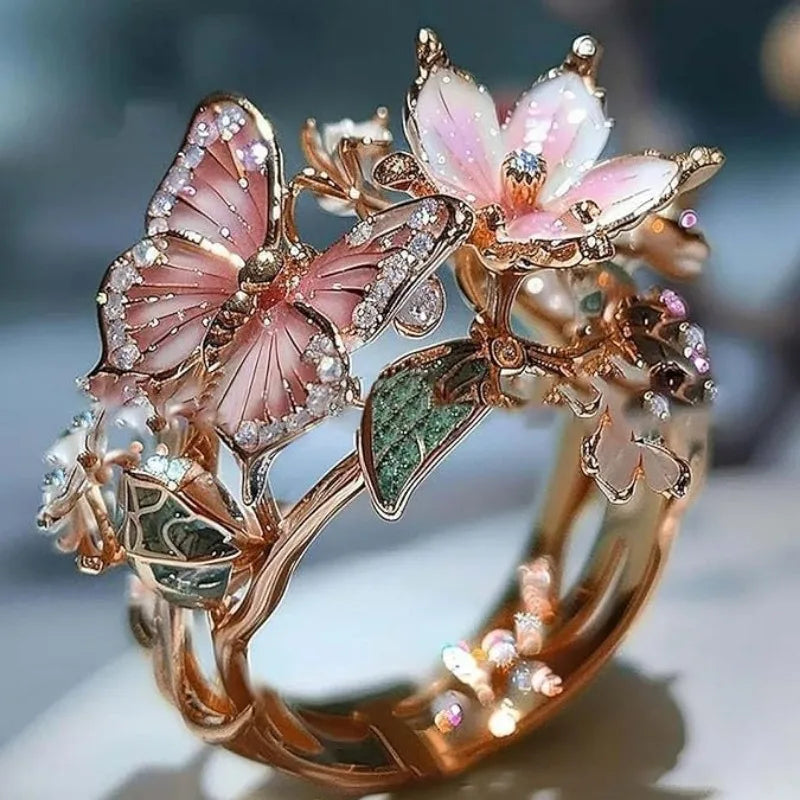 Aesthetic Flower Butterfly Rings -