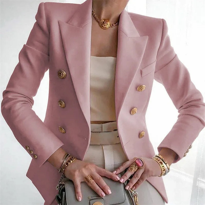 Stay chic and professional with this casual long sleeve blazer for women—fashionable coat perfect for office wear and stylish outerwear! -
